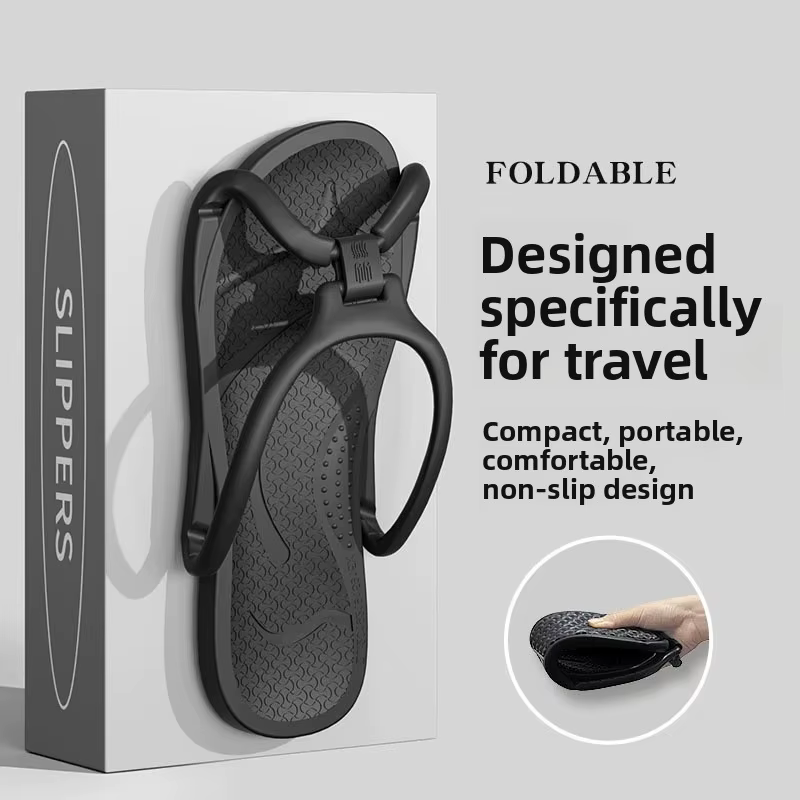 Chaussons de voyage pliables unisexes en EVA, tongs antidérapantes pour hôtel, salle de bain, intéri