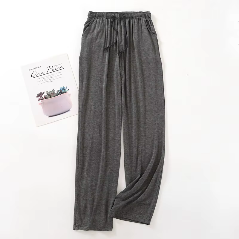 Pantalon de pyjama uni en viscose pour homme, vêtements de maison pour le printemps et l'automne, pa