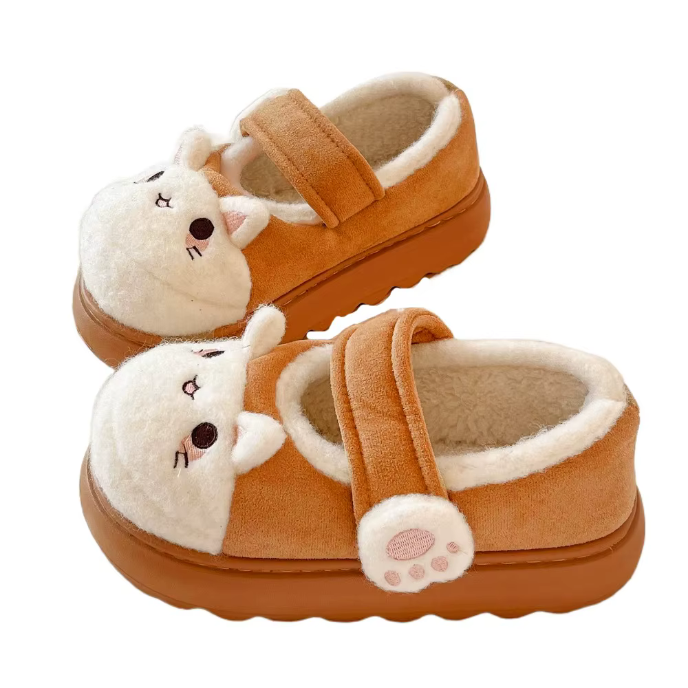 Chaussures patte de chat de dessin animé pour femmes, pantoufles antidérapantes, pantoufles de neige