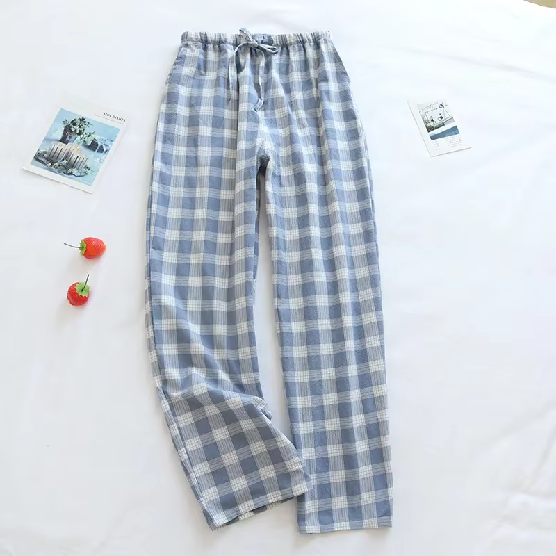 Pantalon de maison en coton à grands carreaux pour hommes, ample, Simple, lavage, pantalon à carreau