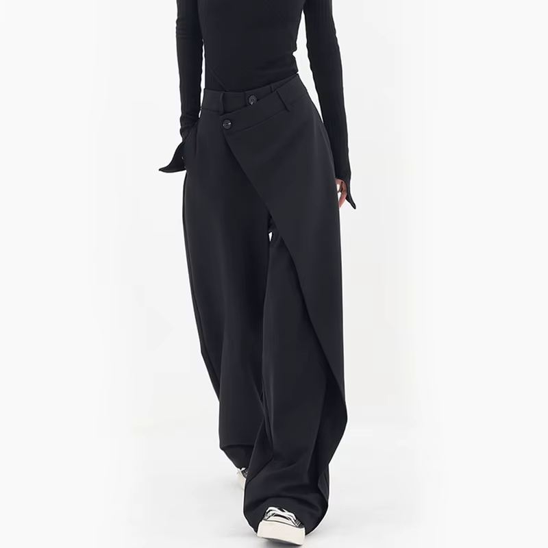 Pantalon large taille haute irrégulier pour femme, Y2K, mode estivale, patchwork décontracté, monoch