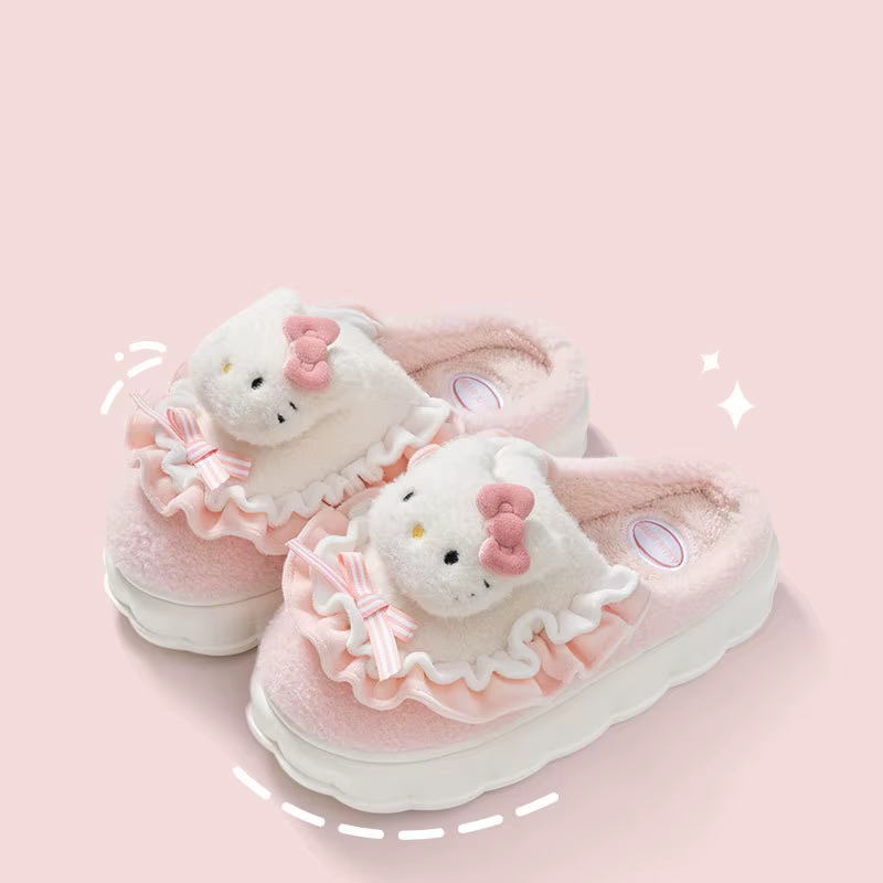 Chaussons en peluche Cinnamoroll pour tous, doublés de polaire pour l'hiver, chaussures d'intérieur 