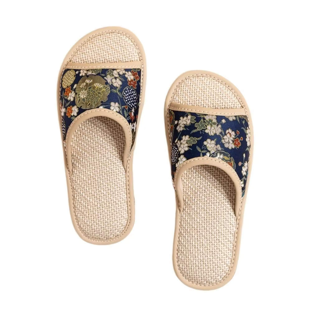 Chaussons antidérapants en lin, absorbants la transpiration, pour hommes et femmes, doux, style chin
