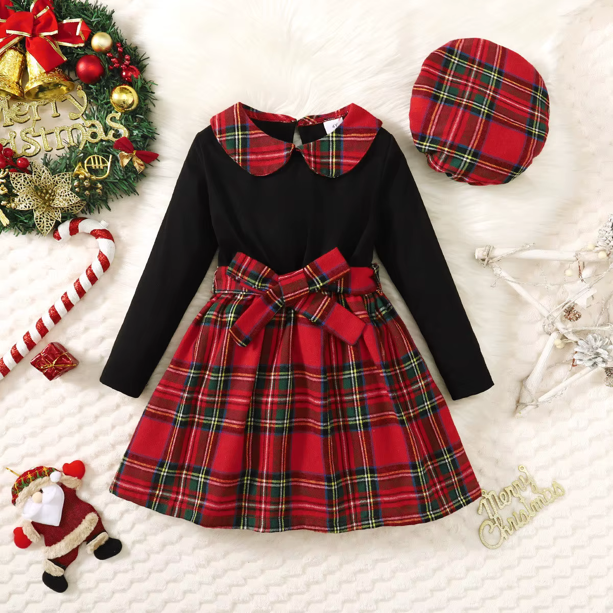 Robe de princesse Cool pour filles de 4 à 7 ans, haut en Patchwork à carreaux, manches longues, avec