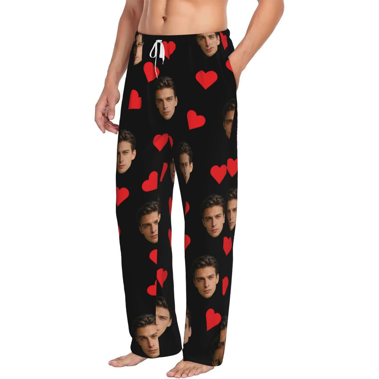 Pantalon de couchage personnalisé avec photos faciales personnalisées, pantalon de couchage chaud à 