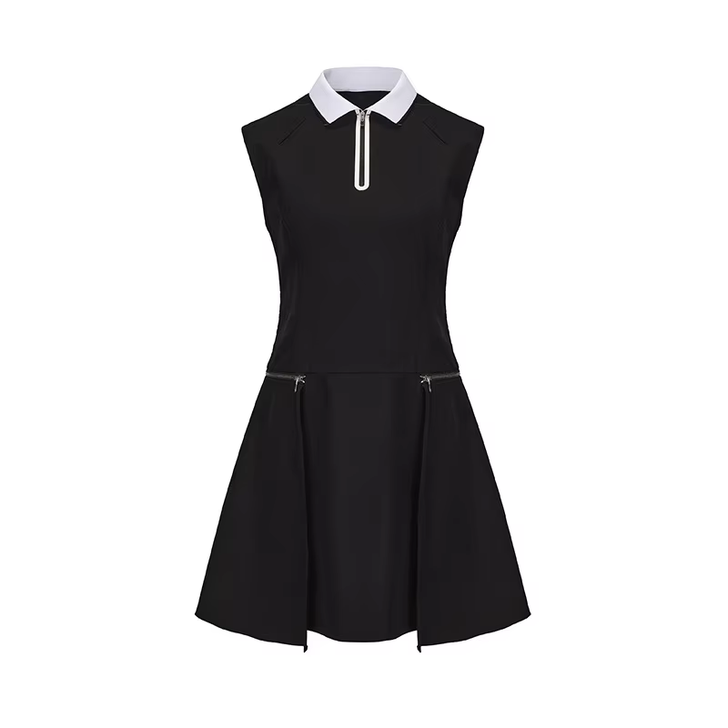 Robe de Golf et de Tennis pour femmes, col à fermeture éclair, robes courtes de sport, jupes Polo Sl