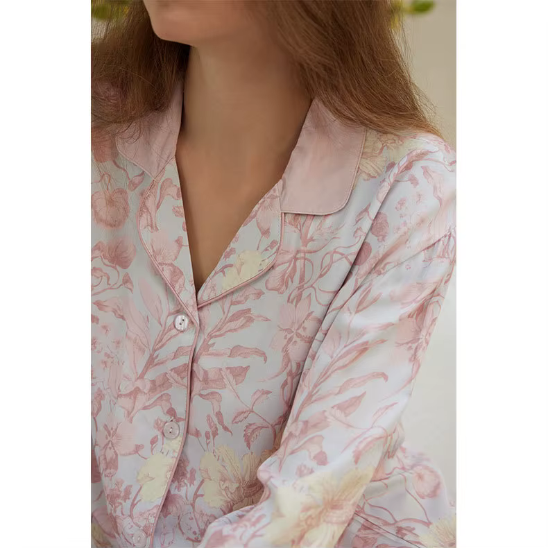 Ensemble pyjama de Style français pour femmes, avec imprimé Floral peint, élégant, vêtements de nuit