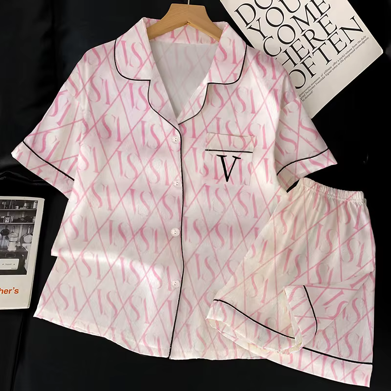 Ensemble pyjama minimaliste à manches courtes de Style coréen pour femmes, vêtements de maison léger