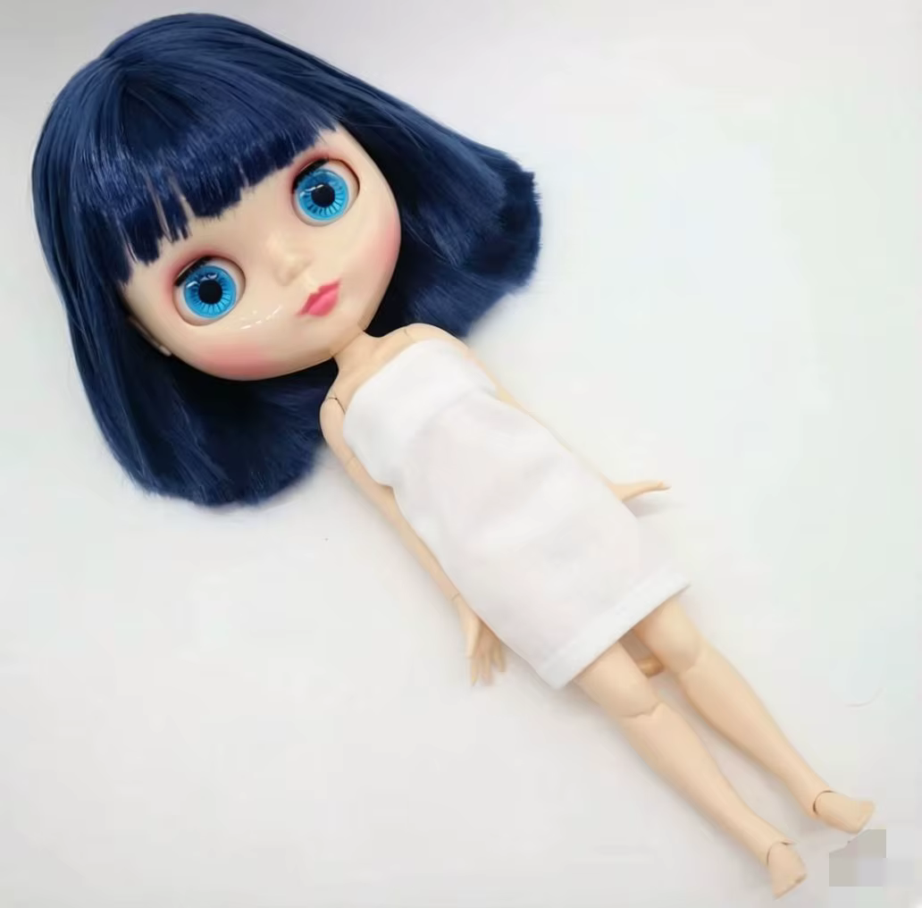 Poupée Blyth nue, corps articulé, cheveux bleus, poupée de mode, poupée d'usine, adaptée au bricolag