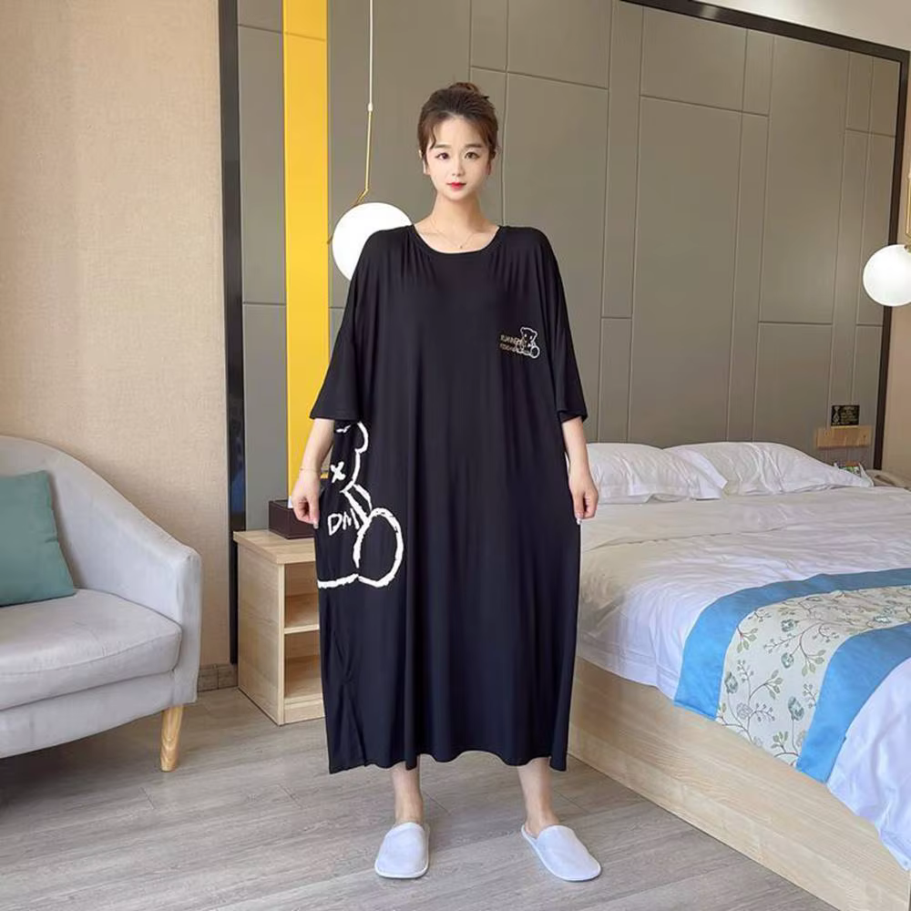 Robe de Nuit à Manches Courtes pour Femme, Vêtement Respirant, Grande Taille 5XL, 150kg