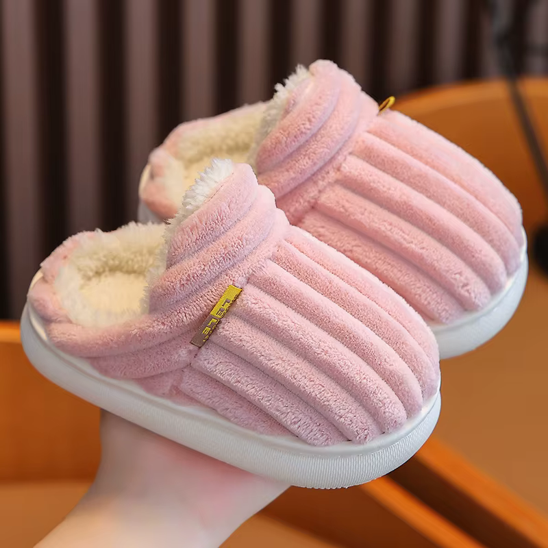 Chaussons d'hiver chauds en coton pour garçons et filles, pantoufles en coton à bout fermé pour adul