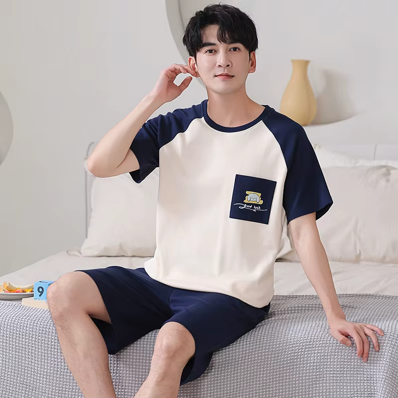 Ensemble pyjama d'été à manches courtes pour hommes et femmes, vêtements de nuit, 100% coton, à la m