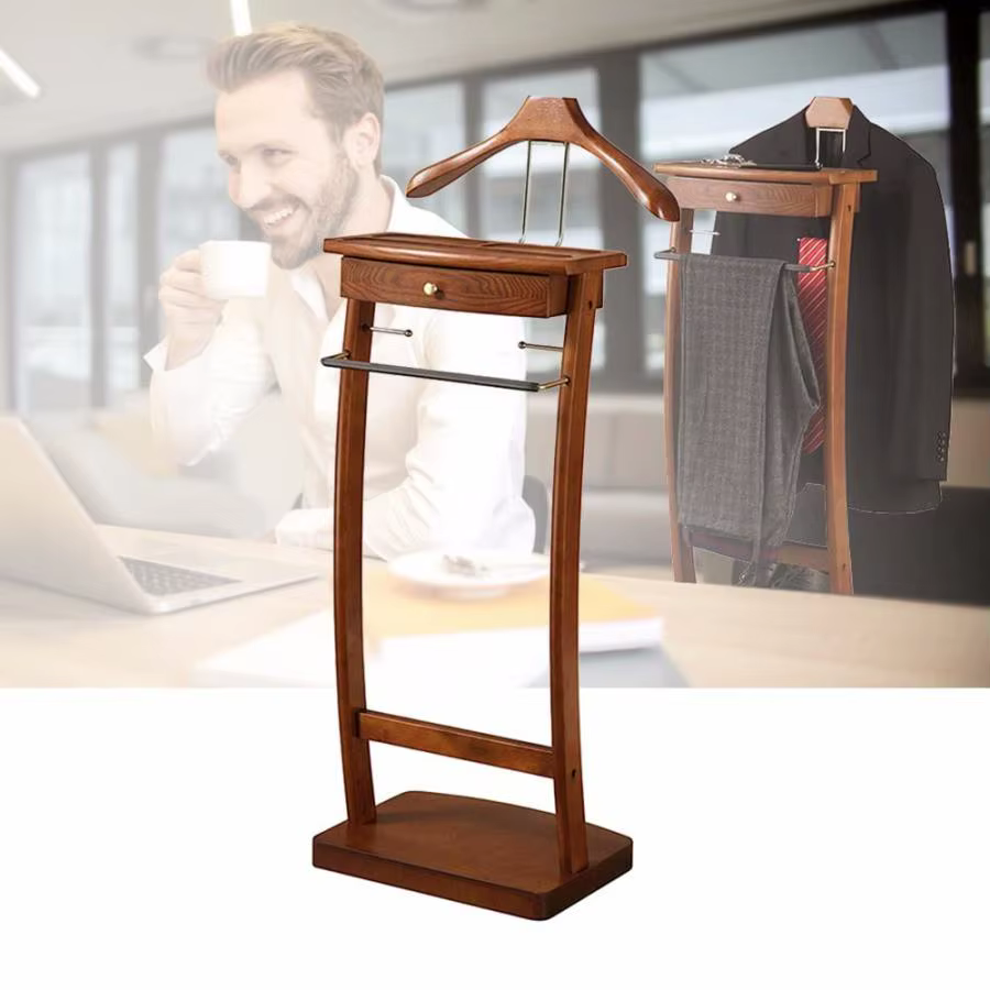 Costume Valet support avec tiroir porte-manteau support cintre organisateur porte-vêtements cintre s