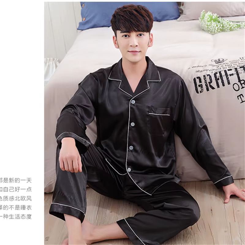 Femmes soie Satin Pyjamas ensemble vêtements de nuit Couple Pijama Pyjamas costume femme sommeil deu