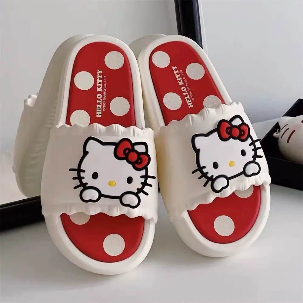 Sanrio Hello Kitty chat pantoufles pour femmes en été fille maison intérieur salle de bain Kawaii mi