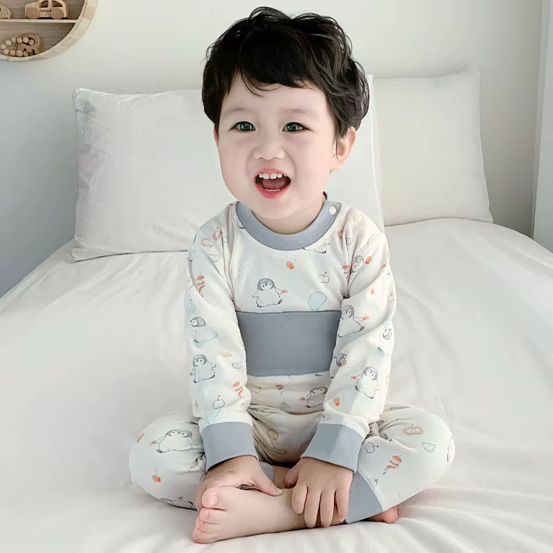 Ensemble de pyjamas de protection du ventre pour nouveau-nés, vêtements de détente taille haute pour