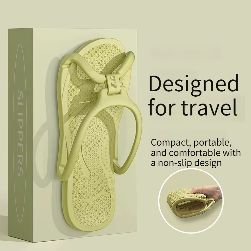 Pantoufles à la mode pour femmes, faciles à plier, pratiques pour les voyages, chaussures de plage, 