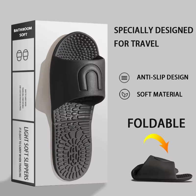 Pantoufles portables pliables pour hommes, sandales de voyage d'hôtel, pantoufles de maison antidéra