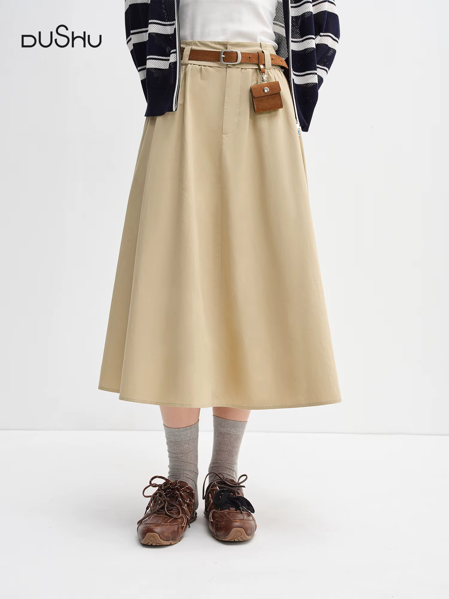 DUSHU femmes taille large taille haute a-ligne jupe 2025 automne nouveauté décontracté vêtements de 