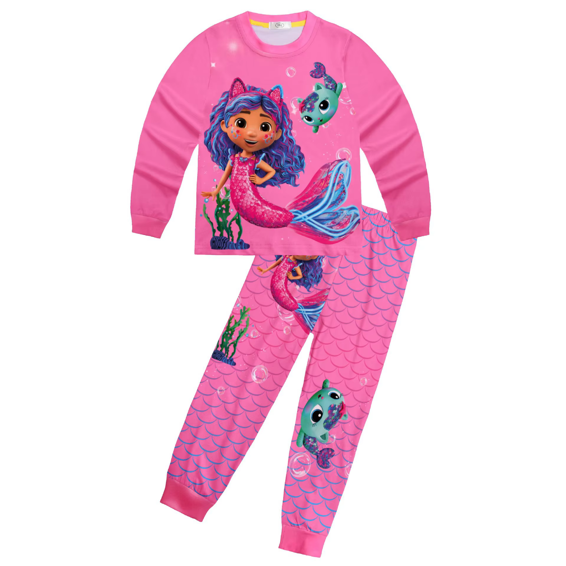 2025Gabby DollHouse filles vêtements dessin animé imprimé pyjamas mignon sirène Gabby's t-shirt pant