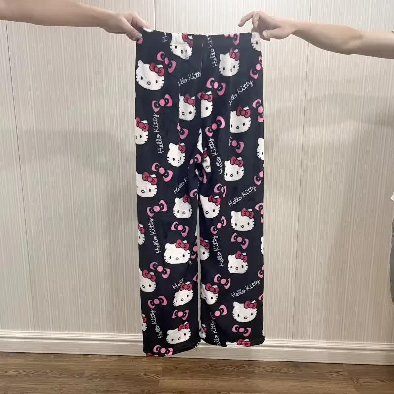 Pyjama pour femmes Kawaii Hello Kitty Y2K Anime Cartoon, vêtements de nuit d'hiver, pantalon, vêteme