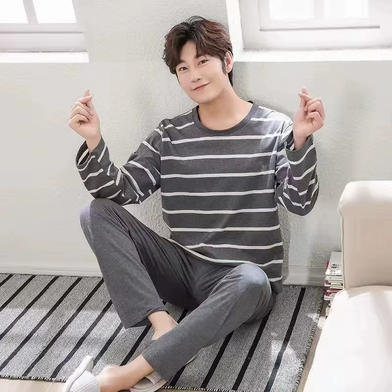 Pyjama à manches longues pour hommes, vêtements de détente pour adolescents, surdimensionné, coupe d
