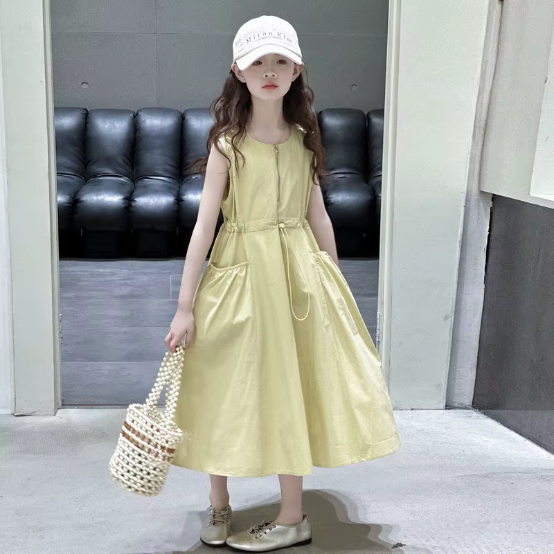 Costume de fille sans manches, robes pour filles de 10 à 14 ans, ensembles pour jeunes enfants éléga