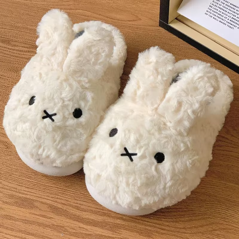 Anime Miffy peluche coton pantoufles Kawaii dessin animé hiver maison portant à l'extérieur antidéra