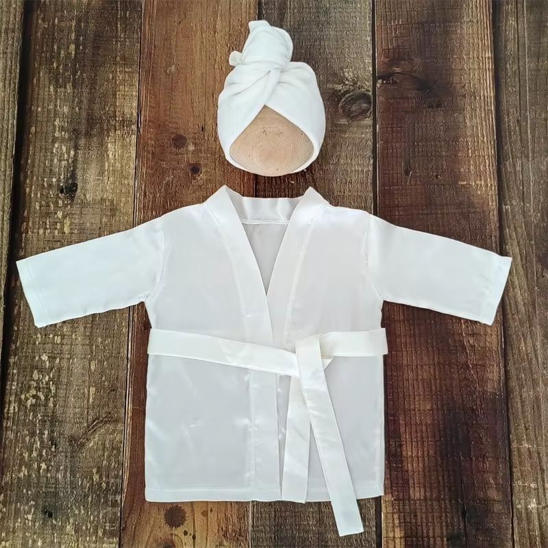 Peignoir en soie douce et ensemble bonnet de douche pour bébé, accessoires de photographie pour nouv