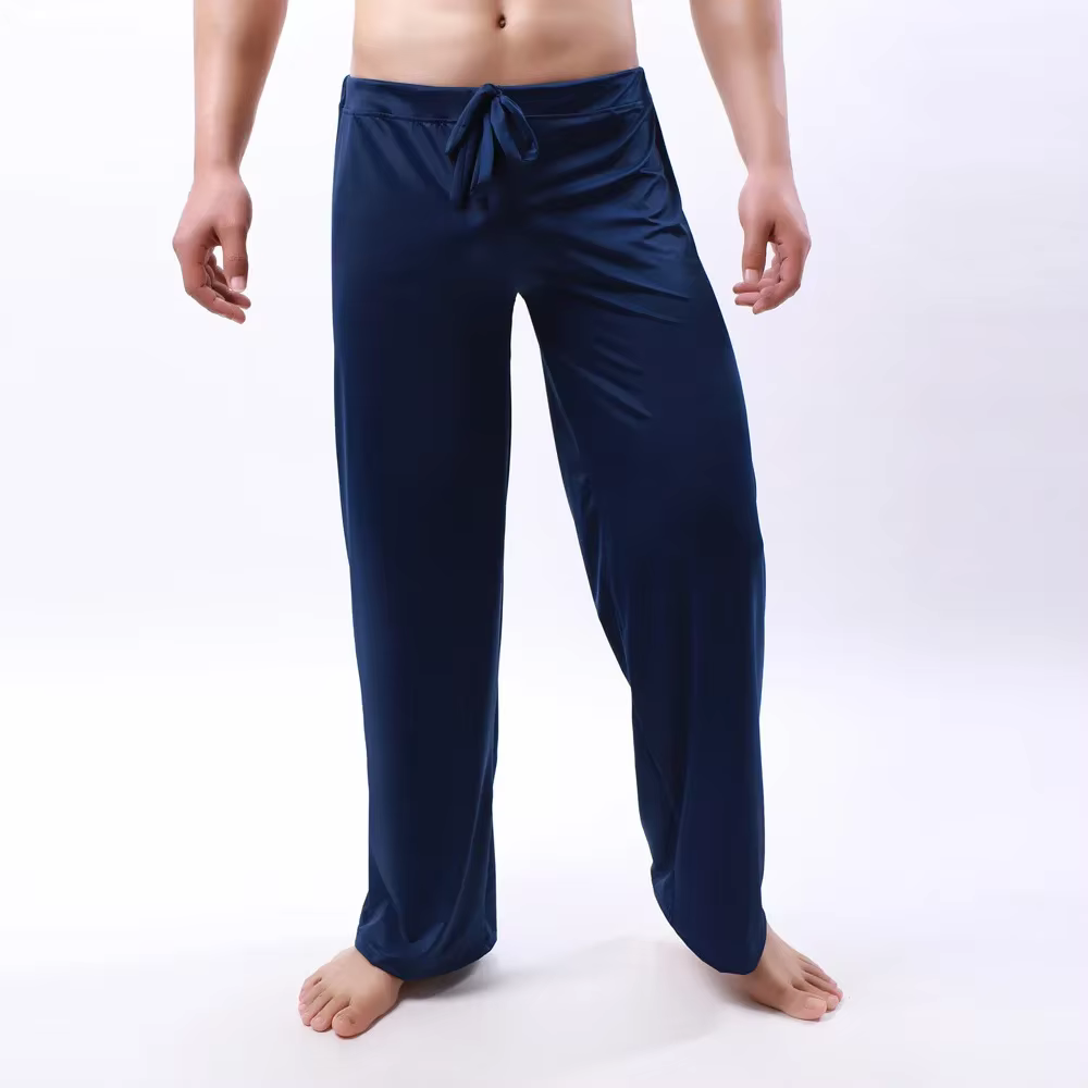 Pyjamas pour hommes sexy cravate leggings confortable maison vêtements de nuit loisirs pieds larges 