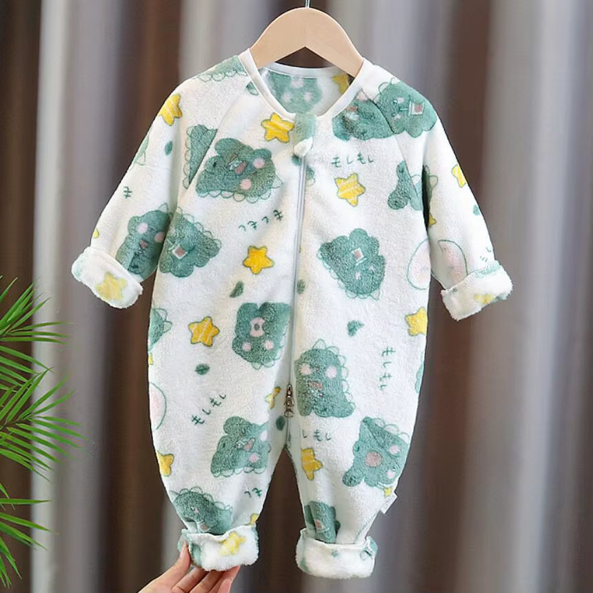 Pyjama en velours corail pour garçons et filles, combinaison en flanelle épaisse, combinaisons chaud
