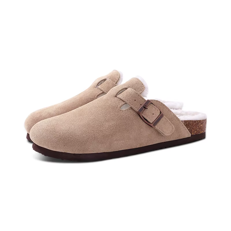Litfun-Sabots doublés de fourrure pour femmes et hommes, pantoufles floues d'hiver, mules chaudes en