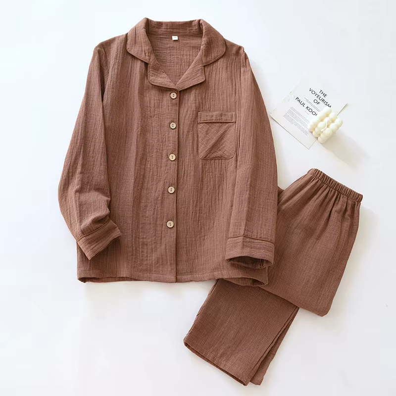 Ensemble pyjama pour Couple, 2026 coton, manches longues, pantalon Long, ensemble deux pièces pour h