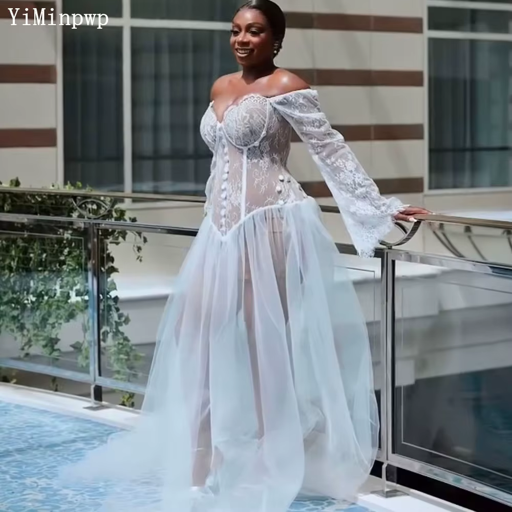 Robes de mariée nigérianes pour future mariée 2026, robe de douche nuptiale personnalisée en dentell