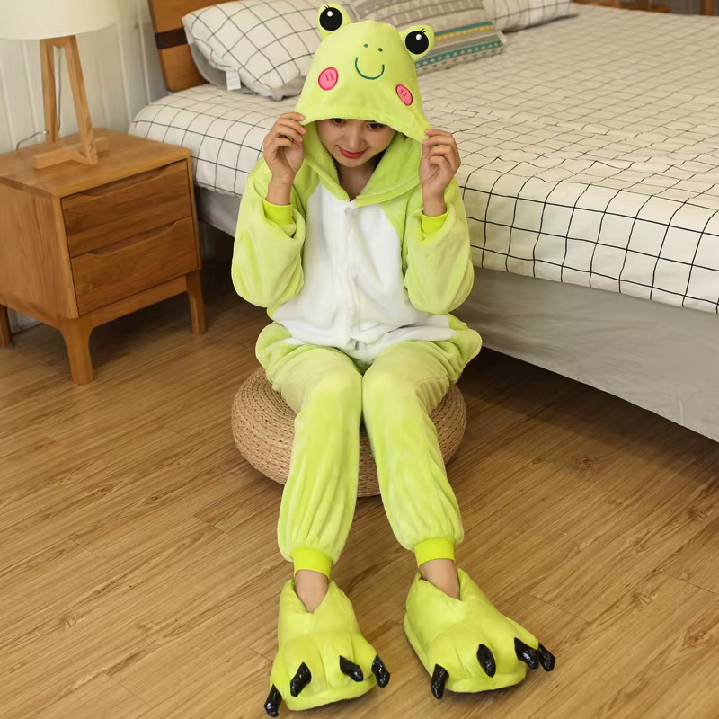Kigurumi grenouille dessin animé pyjamas Onesies pour adultes femmes hommes animaux pyjamas noël Hal