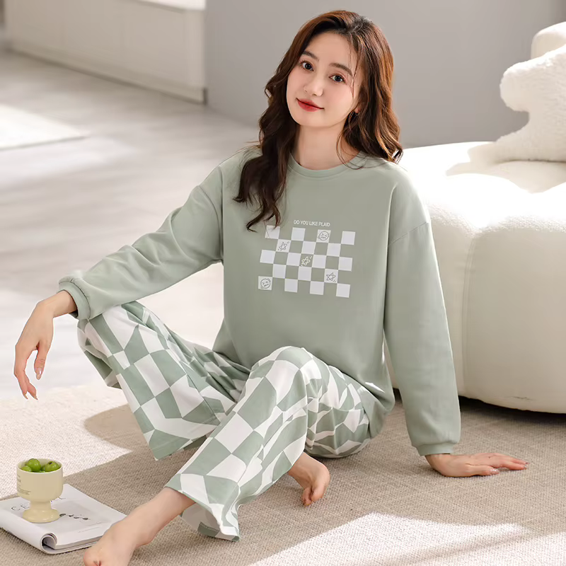 Ensemble pyjama 100% coton pour femmes, vêtements de nuit à manches longues, nouvelle collection pri