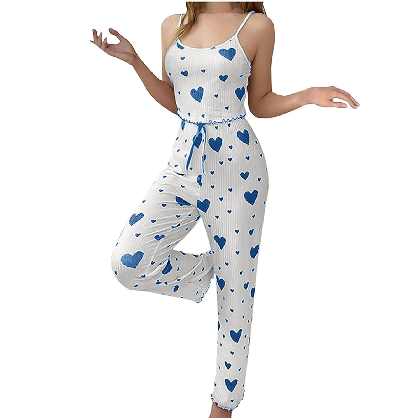 Femmes vente chaude pyjamas grande taille pyjama ensemble 2 pièces joli gilet court + pantalon blanc