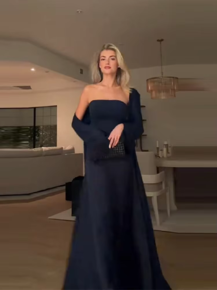 Robe de Soirée Chic et Élégante en Satin pour Femme, Coupe Ajustée, Longue, Épaules Dénudées, Collec