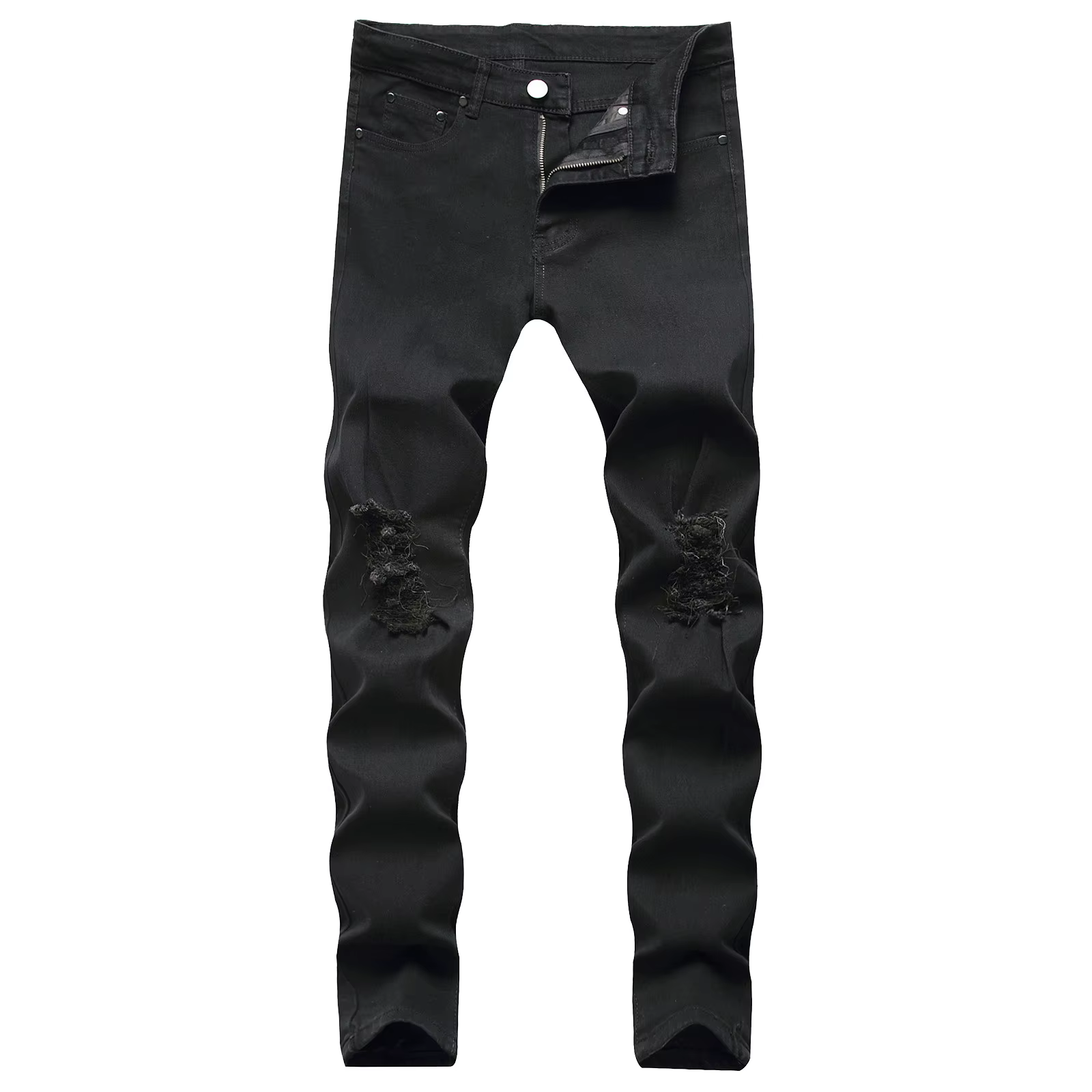 Mode droite pantalon en jean décontracté hommes coupe ajustée Tube droit rétro Hip Hop pantalon rue 