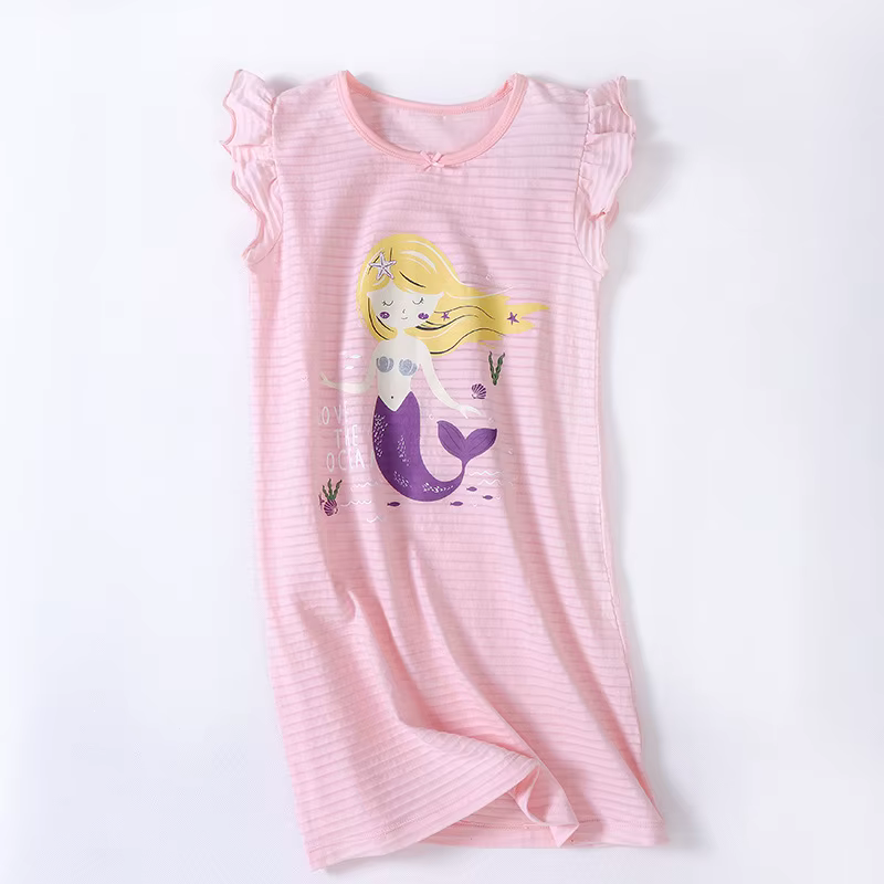 Robe de Nuit Confortable en Coton pour Fille, Pyjama pour Enfant, Vêtement de Maison, Taille 100-170