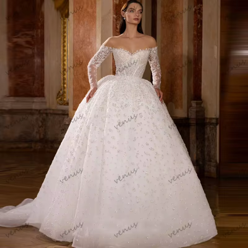 Robes de mariée exquises, robes de mariée glamour, robes de princesse coupe A pour femmes, robe de m