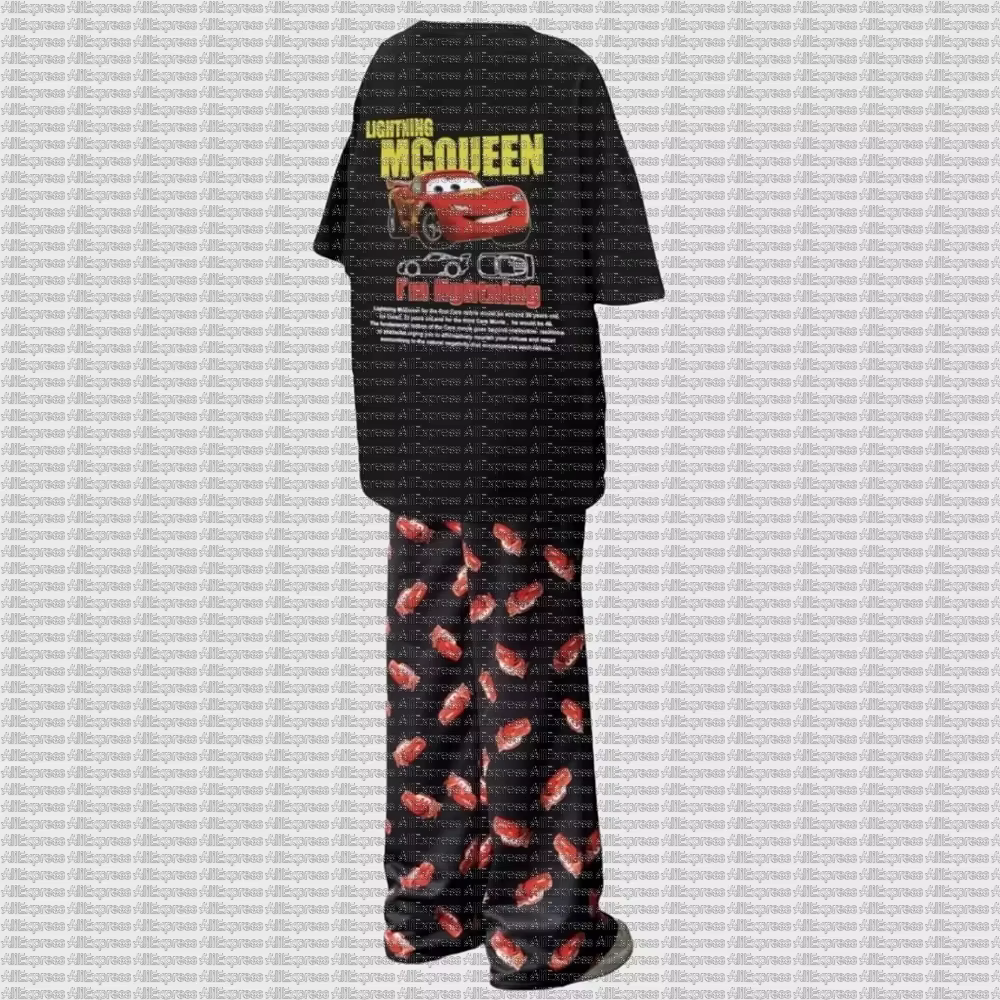 Ensemble pyjama Cars Lightning McQueen & Sally, t-shirt et pantalon, collection de costumes pour adu