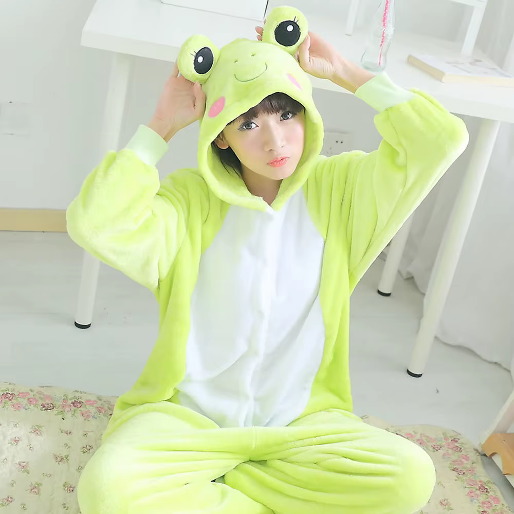 Pyjama Anime Onesie pour Adultes, Vêtements de Nuit Unisexes, Animal Mignon Cosplay, Costume Grenoui