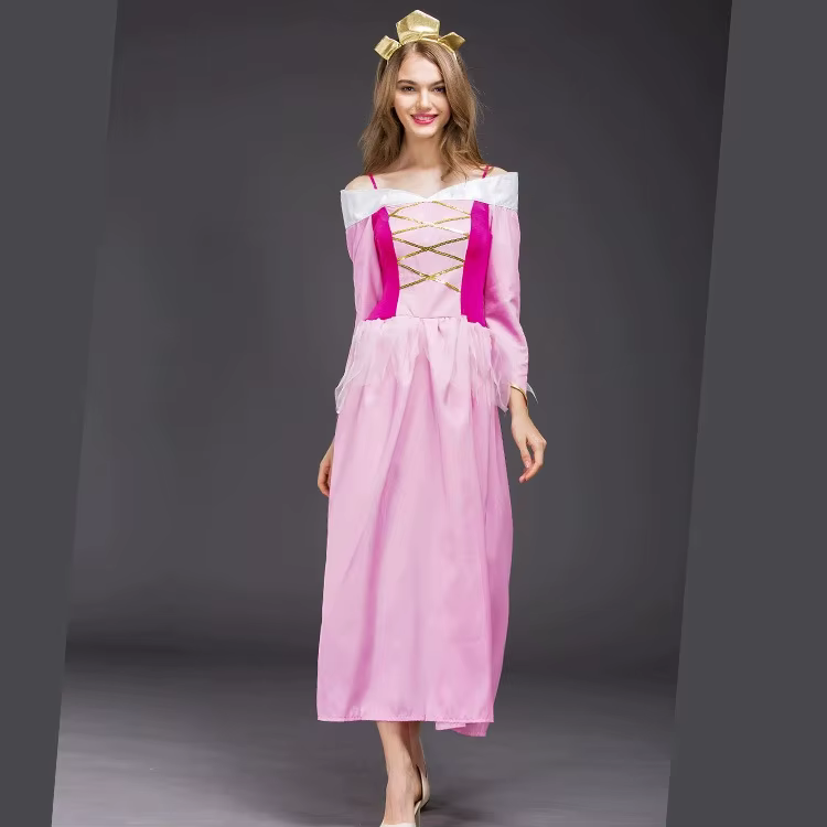 Costume de princesse Aurora de la Belle au bois dormant rose de luxe pour femme, costume magnifique 
