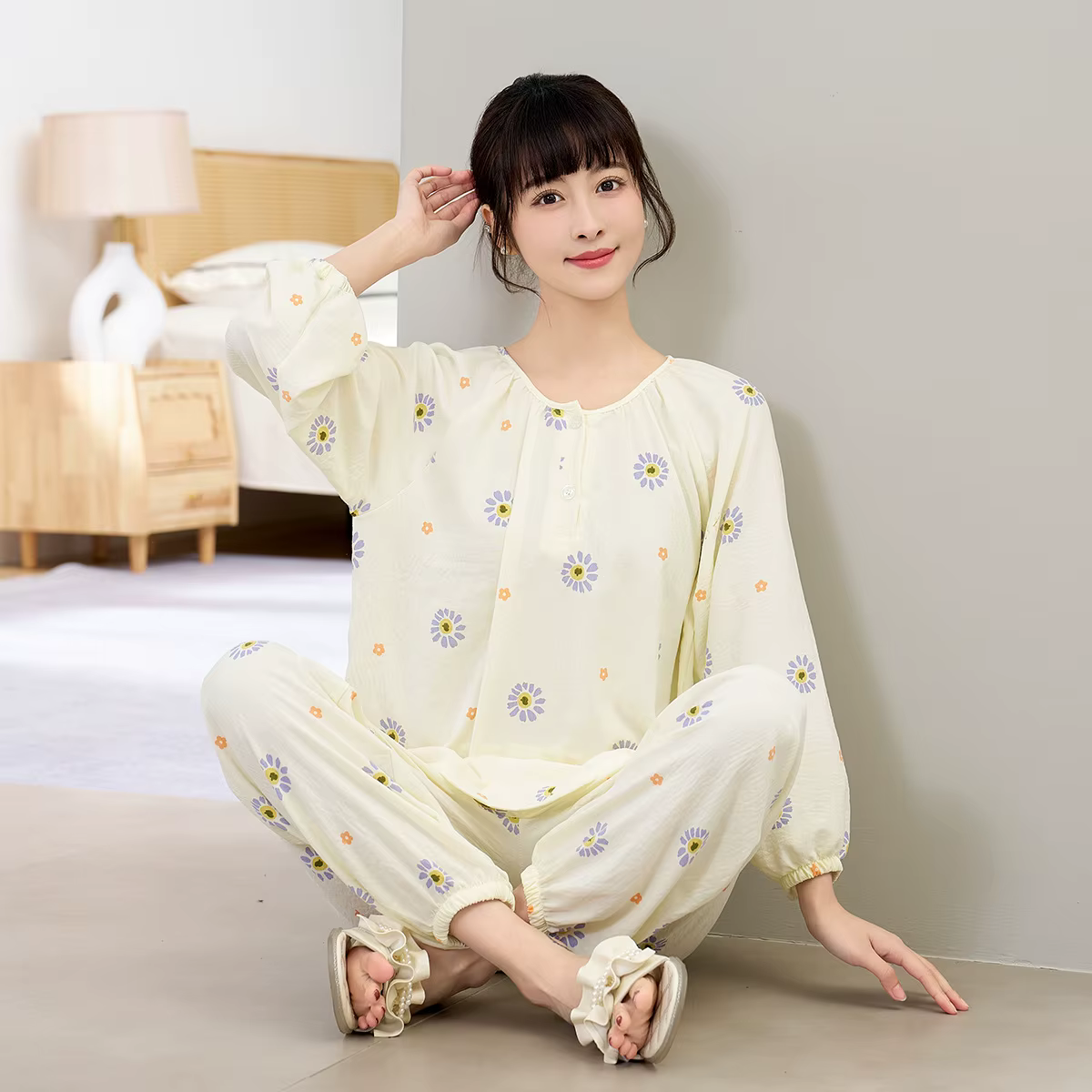 Vêtements de nuit pour femmes, ensembles de vêtements de nuit fins, confortables, simples, doux, déc