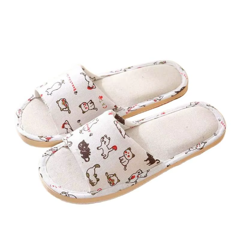 Chaussons floraux tendance pour femmes, confortables et décontractés, chaussures plates d'intérieur 