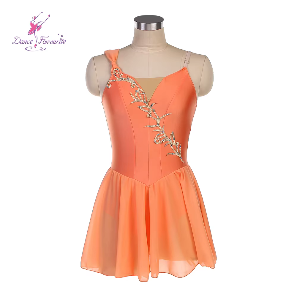Costume de ballet orange pour adultes et enfants, robe de ballet Chi id, vêtements de danse de haute