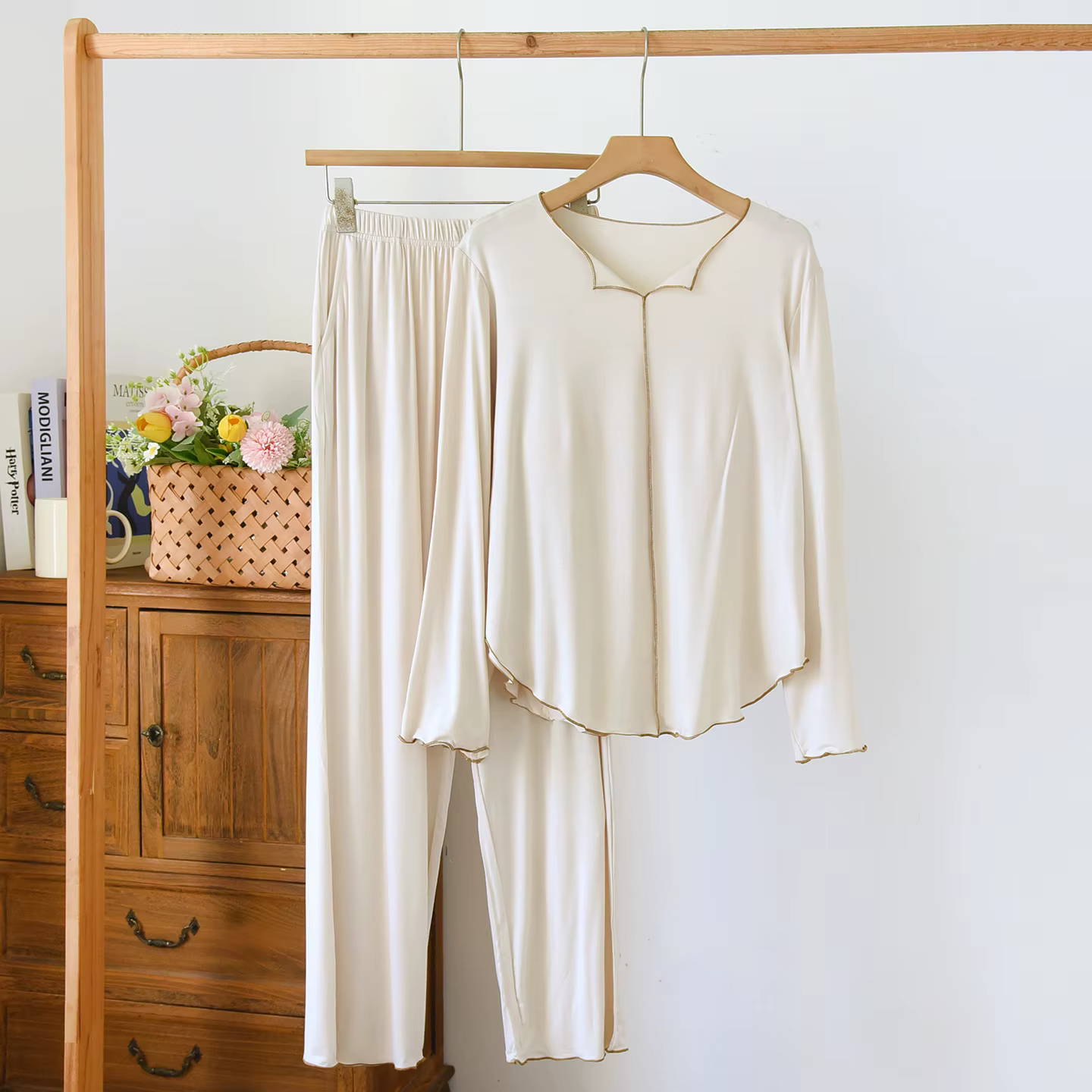 Ensemble pyjama d'allaitement de maternité pour femmes, vêtements de détente en modal avec soutien-g