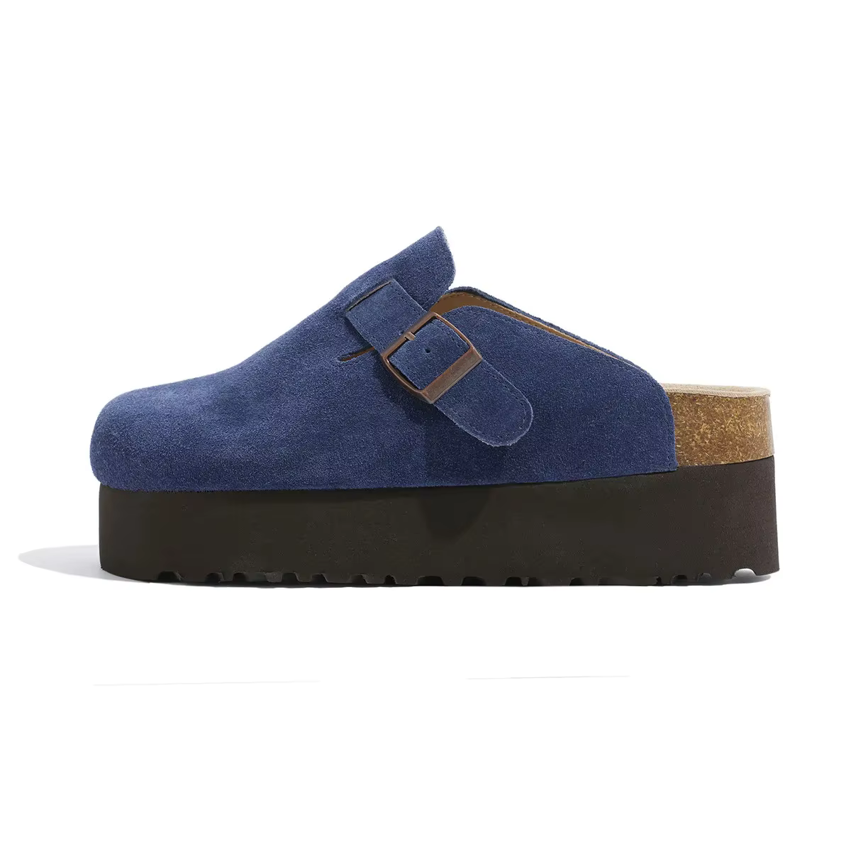 Sandales d'été tendance pour femmes à semelle épaisse, style mule, avec boucle, bout couvert, semell