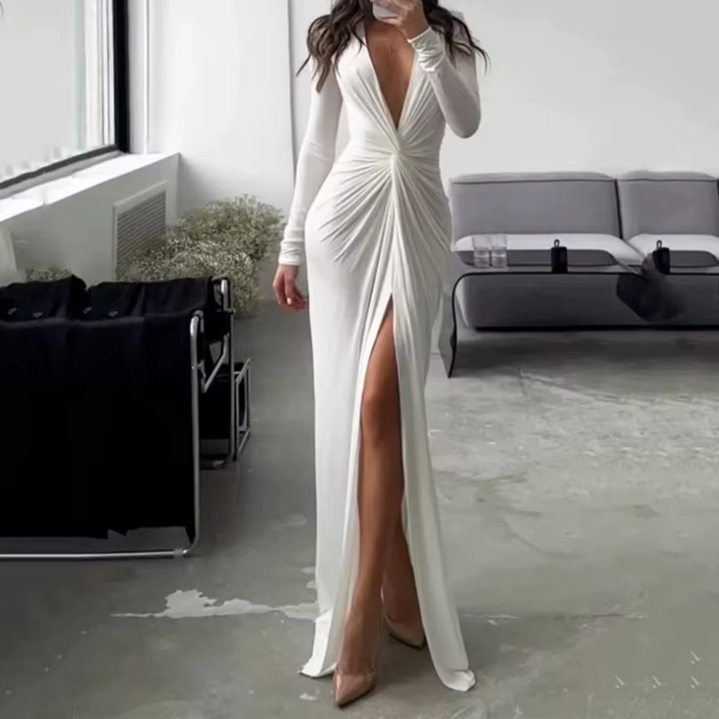 Robe moulante Sexy pour femmes, coupe cintrée, décolleté en v profond, robe de soirée, de bal, de Cl